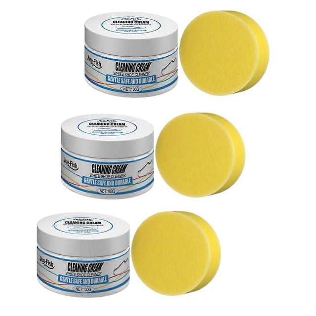 3x 100g White Shoes Cleaning Cream Multi-functional Pasty Cleaner With Wipe Stains Remover Cleansing Maintenance Of Sports Shoes