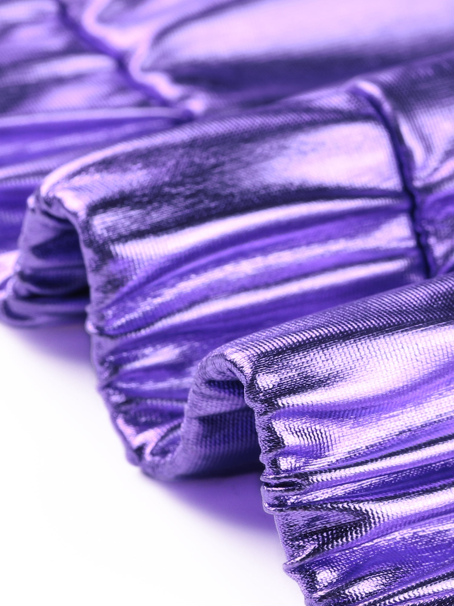 INSPIRE CHIC Women's Holographic Shiny Party Long Sleeve Lightweight Zipper Metallic Jacket M Light Purple