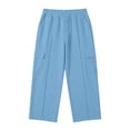 thumbnail image 6 of LIJCC Girls Boys Casual Cargo Joggers Pants Solid Color Athletic Hiking Gym Pants Street Style Cargo Sweatpants(Sky Blue,11-12 Years), 6 of 6