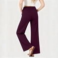 thumbnail image 4 of KIHOUT Women High Waisted Straight Leg Pants with Double Layer 4 Way Stretch Elastic Waistband Side Pockets Solid Color Casual Workwear Trousers, 4 of 5
