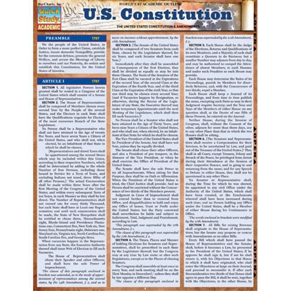 BarCharts  U.S. Constitution Quickstudy Easel