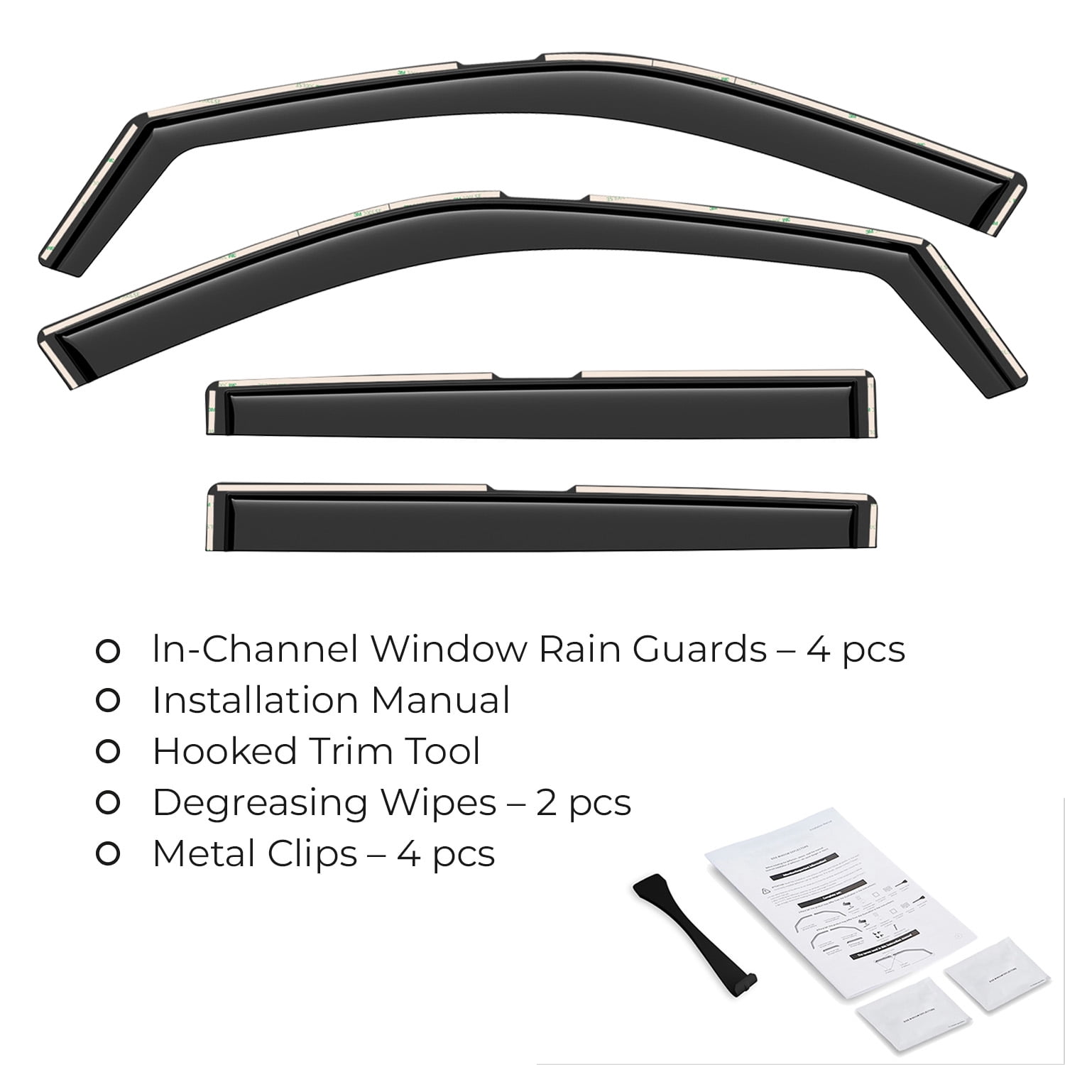 GrandWheel Co Window Deflectors Smoke Tinted In-Channel Side Window Vent Visor Deflectors Rain Guards Compatible with Compass 2017-2026 - 4pcs. GW0720