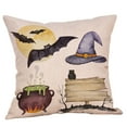 thumbnail image 2 of Halloween Pumpkin Pillow Covers by Cotton Linen, Halloween Wearing Witch Hat Throw Pillow Case Decorative Cushion Cover 18鈥欌€檟18鈥欌€?Fall Mapke Leaves Skeleton Crow Pillowcases, 2 of 2