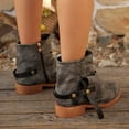 thumbnail image 4 of Women's Boots Plus Size Stretch Knit Mid-Calf Boots Round Toe Side Zipper Low Block Heel Soft Padded Insole Versatile Casual Fashion Outdoor Daily Wear, 4 of 9