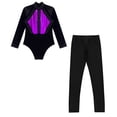 thumbnail image 5 of iiniim Girls Dance Unitard Ice Skating Outfits Long Sleeve Gymnastics Leotard with Yoga Leggings Pants Set Activewear Purple 16, 5 of 7