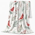 thumbnail image 2 of Red Cardinals Snowy Pine Boughs Festive Holiday, Festive Holiday Scene, Warm Flannel Blanket for Living Room and Reading Nook, Art Lovers Christmas Gift, Festive Home Decor, 2 of 7