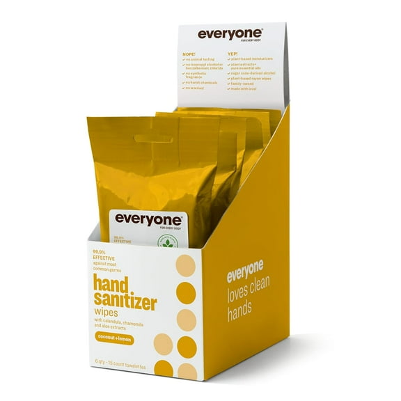 Everyone - Hand Sanitizer Wipes Coconut Lemon - Case of 6-15 CT