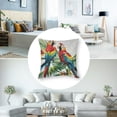 thumbnail image 5 of Bird Print Knitted Quilt Pillowcover, Tropical Art of 2 Exotic Parrots Palm Leaves and Hibiscus Flowers, Standard King Size Pillow Cover for Bedroom, Set of 2, 5 of 7