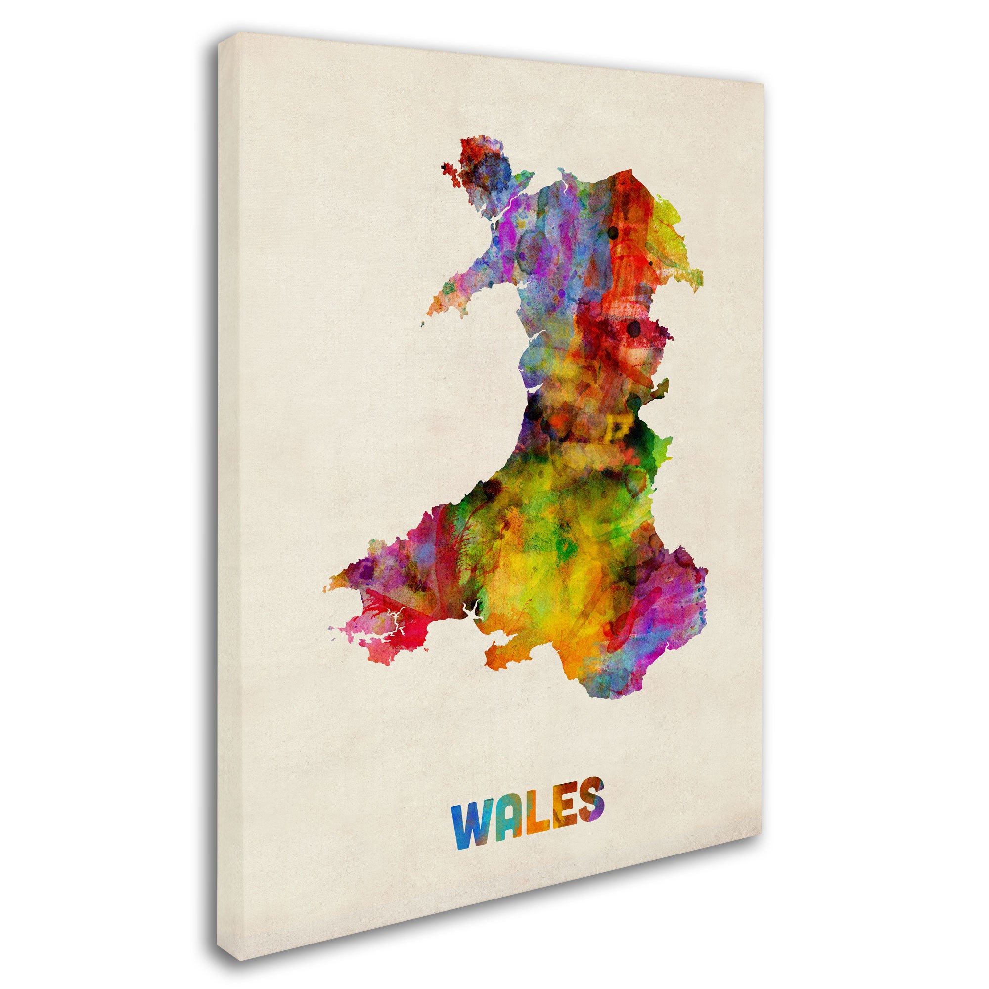 Trademark Fine Art "Wales Watercolor Map" Canvas Art by Michael Tompsett