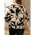 thumbnail image 3 of Cuteduck Women's Plus-Size Top With Five-Quarter Sleeves Women's Printed Crew Neck Shirt Top 1X-4X, 3 of 6