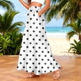 thumbnail image 2 of LWavelet Women Polka Dot Print Maxi Skirt Elastic Waist With Pockets Cute Summer Long Skirt Blue L, 2 of 5