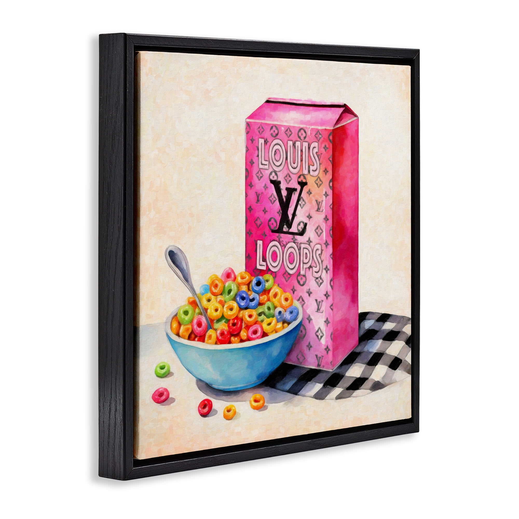 Stupell Industries Fashion Loops Cereal Black Framed Floater Canvas Wall Art, design by Grotto Studios