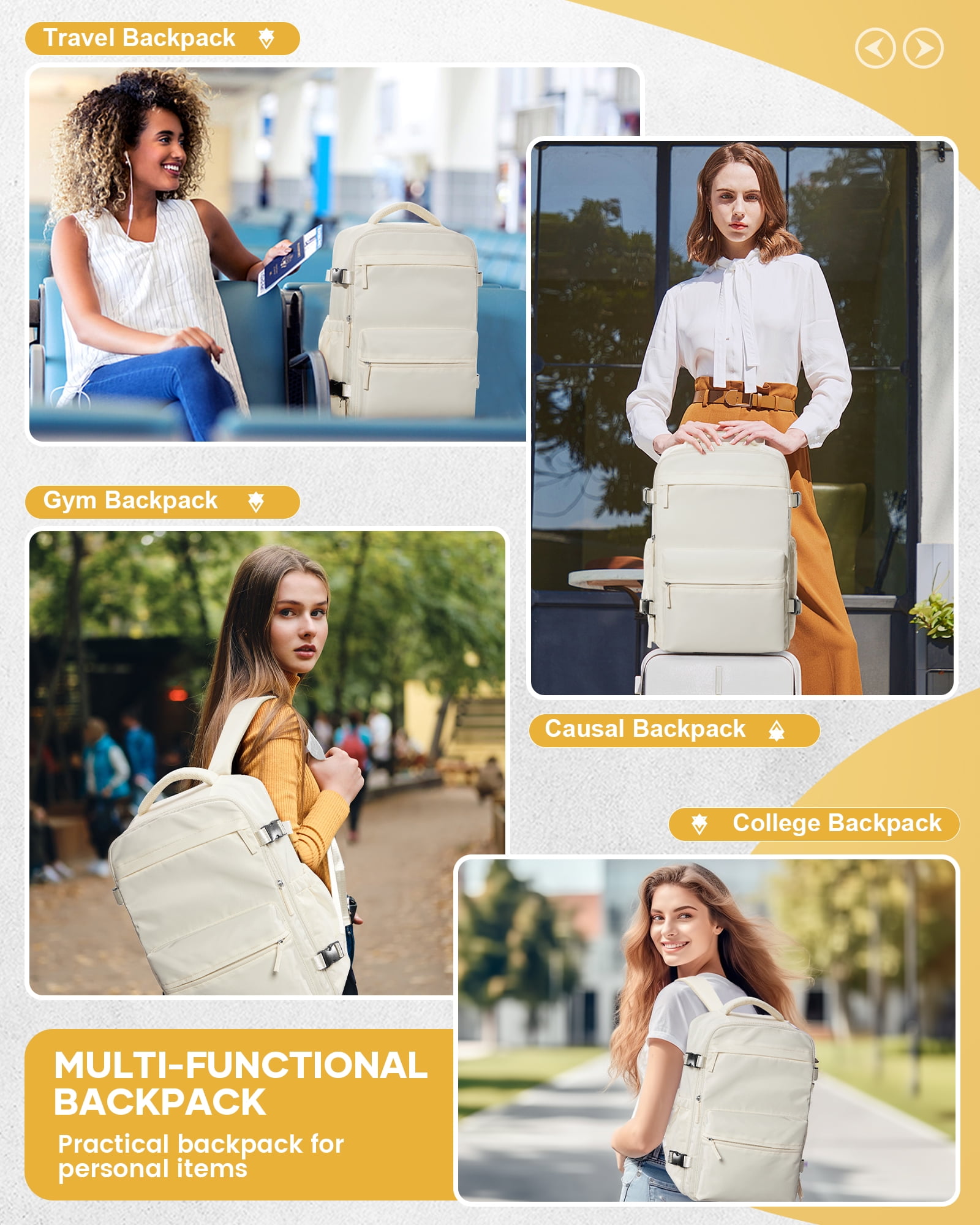 Large Vacuum Travel Backpack with Pump for Women,Airback Personal Item Carry on Backpacks Flight Approved 18x14x8 inches for Men,Laptop Waterproof Work Compression bags Casual Daypack,Beige