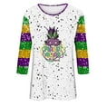 thumbnail image 4 of BOOMILK Mardi Gras Shirts for Women 3/4 Sleeve Round Neck Carnival Graphic Tees Summer T Shirt, 4 of 4
