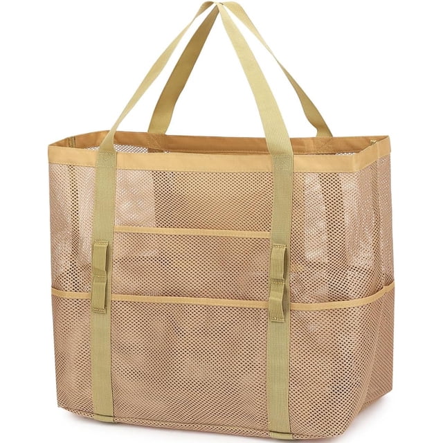 Mesh Beach Bag, Extra Large Beach Tote with Zipper Pocket Pool Bag for Cruise/Swim/Vacation Essentials