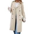 thumbnail image 2 of Long Sleeve Spring Fall Solid Color Double Breasted Casual Lapel Long Trench Coat, 2 of 5
