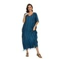 thumbnail image 4 of Beautybatik Dark blue Women Stripe Caftan Kaftan Loungewear Maxi Plus Size Long Dress 3X, 4 of 6