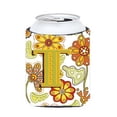thumbnail image 1 of Carolines Treasures CJ2003-TCC Letter T Floral Mustard And Green Can & Bottle Hugger, 1 of 3