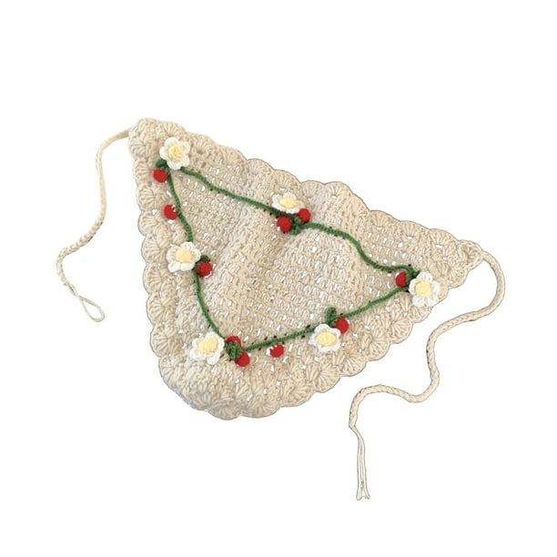Pañuelo para la cabeza de ganchillo Yinane Diadema triangular Beige