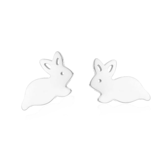Qarigey 1 par de pendientes de acero inoxidable para mujer, bonitos pendientes de animales, joyería decorativa elegante, vestido Weiß 50Conjunto