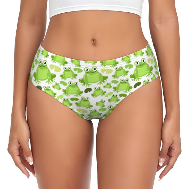 Fotbe Cute Frogs Calzones Estampados para Mujer – Ropa Interior de Algodón, Cómoda, Suave y Elástica-Large