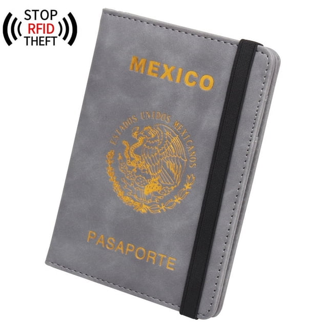 Porta licencia mexicana antimagnético RFID con banda elástica y posición multitarjeta, porta licencia, porta boletos