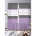 thumbnail image 3 of Purple Morocco Sheer Curtains 96 Inch Length 2 Panels Set, Boho Stitching Pattern Stripes Grey Voile Window Treatment Semi Sheer Long Curtains Drapes for Bedroom/Living Room/Kitchen 52"x96"x2, 3 of 7