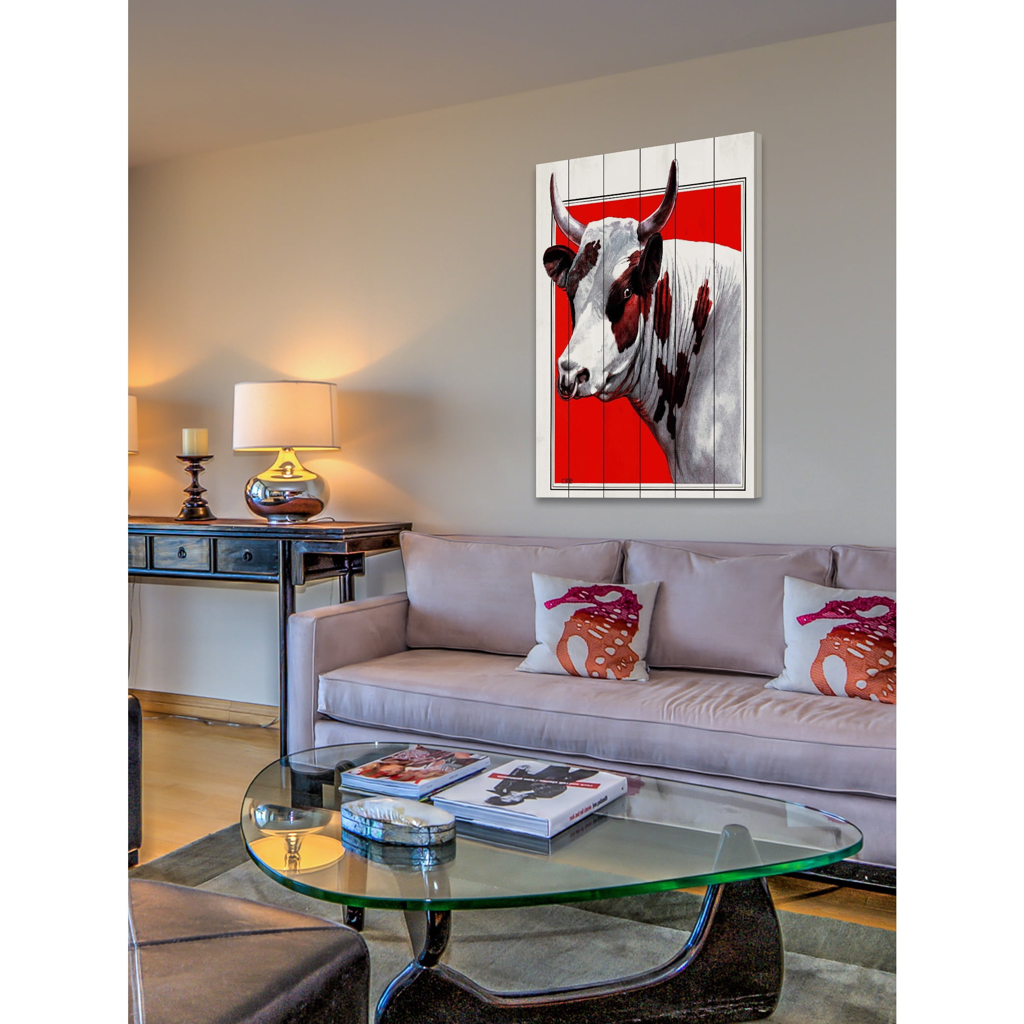 "Journal Bull" Painting Print on White Wood
