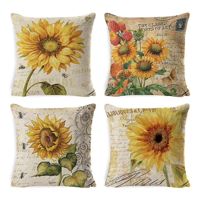 Transparent pink 4 Uds. Fundas de almohada decorativas de 45x45cm, fundas de almohada para sofá, funda de cojín cuadrado (girasol)