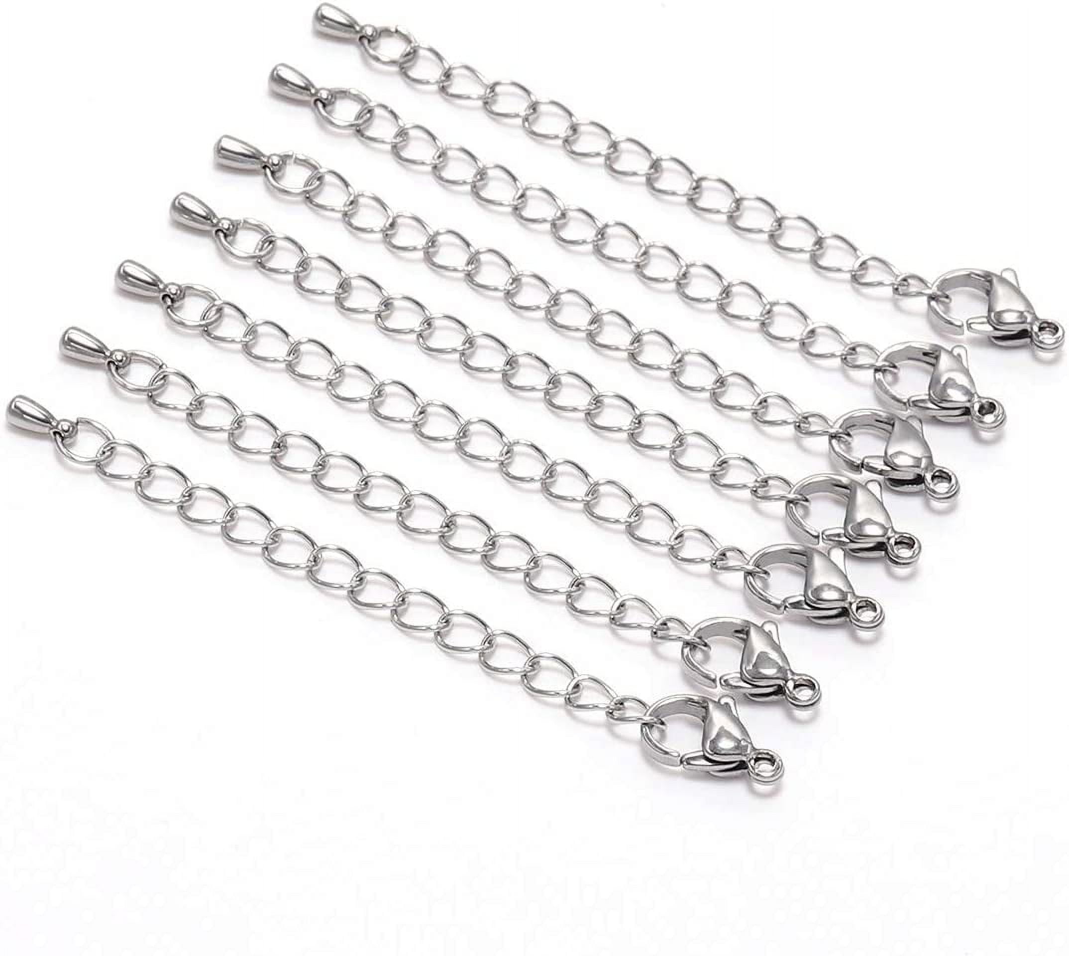 Necklace Extenders, 10Pcs Stainless Steel Necklace Chain Necklace Extenders  Gold Silver for Jewelry Making
