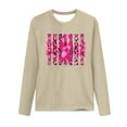 thumbnail image 4 of VKOYWKM Long Sleeve Shirts for Women Breast Cancer Awareness T-Shirts Breast Cancer T-Shirt Long Sleeve Pink Ribbon Graphic Tee Tops Fall Crew Neck Loose Fit Breast Cancer Pullover Sweashirt, 4 of 5
