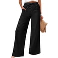 thumbnail image 2 of Bovemsi Linen Pants Women Casual Cotton And Linen Wide Leg Pants With Pockets Boho Palazzo High Waisted Trousers Hiking Pants, 2 of 9