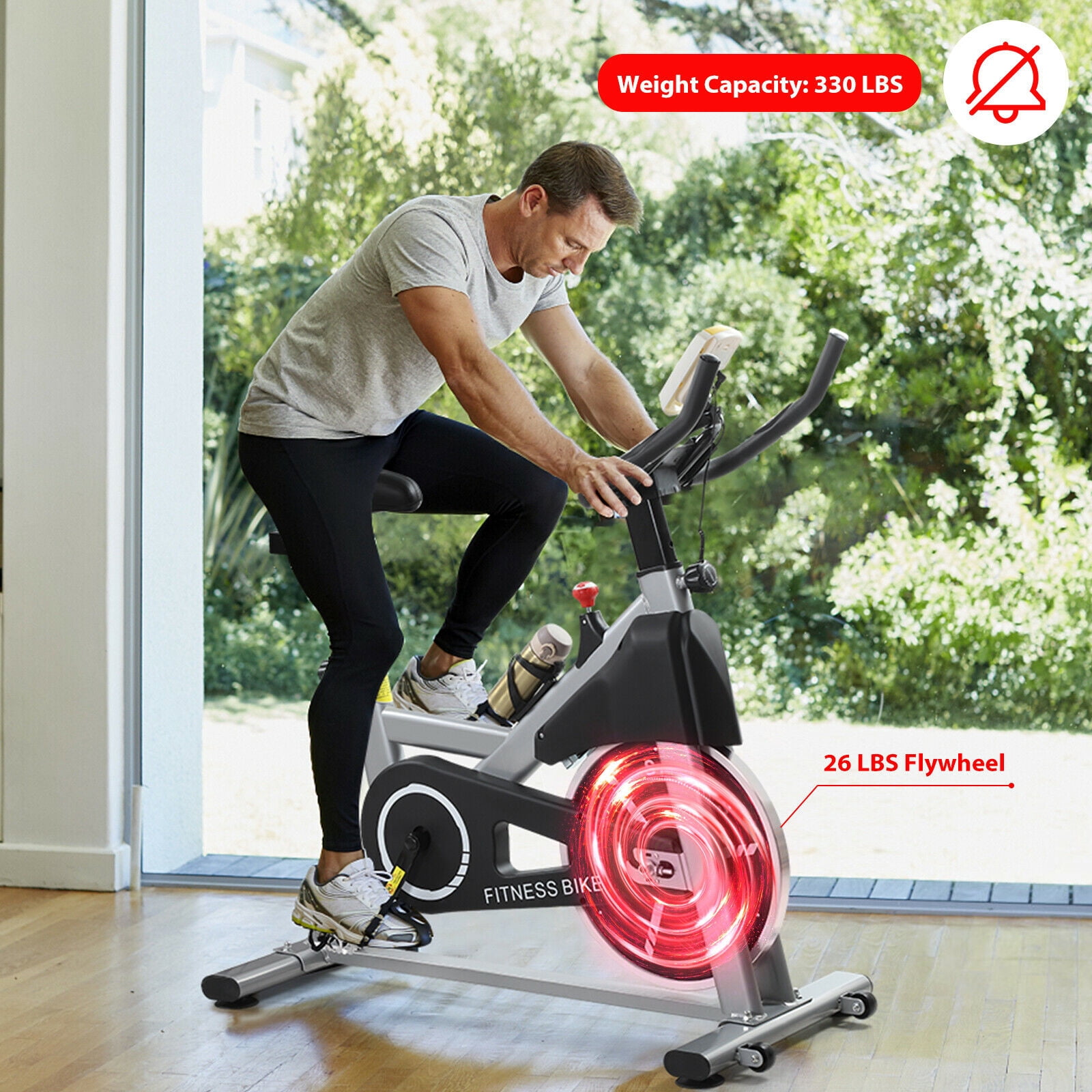 Exercise Bike Indoor Cycling Bicycle Ipad Mount, LCD Monitor for Home Cardio Gym