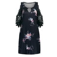 thumbnail image 4 of Vestido HUOGUO para mujer, casual, de encaje, cuello en O, estampado retro, 4 of 5