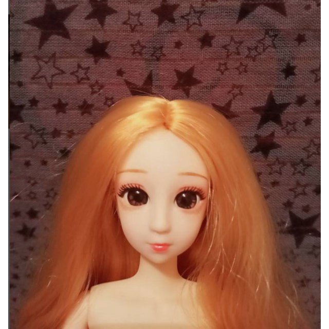 Cabeza de accesorios para muñecas BJD 1/6, cabeza de muñeca articulada con ojos 3D, pelo morado/gris, ojos azules, juguete para niñas, 30cm