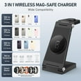 thumbnail image 5 of Magnetic Wireless Charger Stand, 3 in 1 Foldable Wireless Charging Station, Travel Charger for Multiple Devices for iPhone 16 15 14 13 12 Series, Apple Watch Ultra/9/8/7/6/5/4/3/2, AirPods,Black, 5 of 6