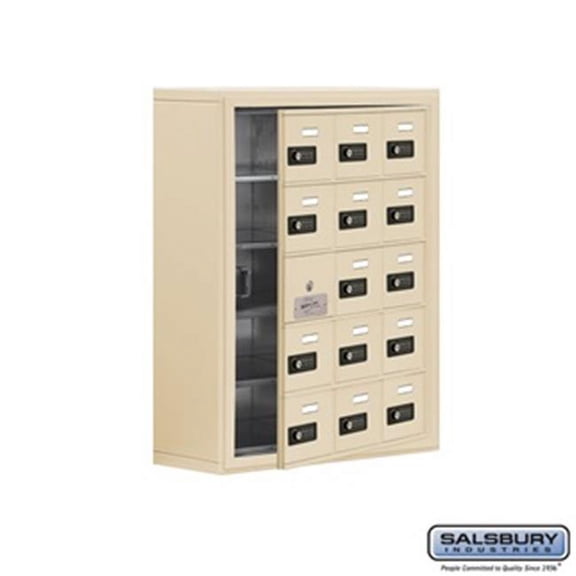 SalsburyIndustries  Cell Phone Storage Locker With Front Access Panel - Sandstone - 5 Door High Unit