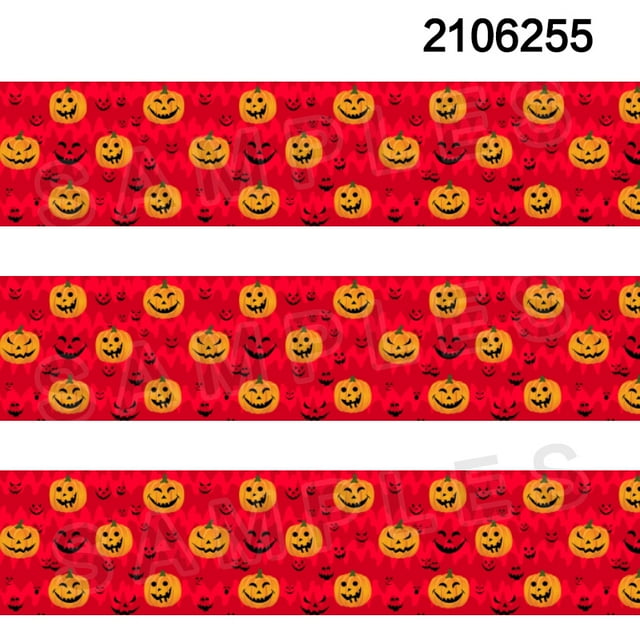 50 Yards Halloween Pumpkin Pattern Printed Grosgrain satin Ribbon Hair Accessories Jiayi
