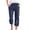 Navy, variant on Mrat Plus Size Capris for Women Casual Printed Elastic Drawstring Loose Pants Wide Leg Cropped Trousers with Pocket Pull On Pants for Ladies S-24 Navy L