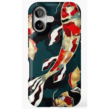 Metallic Koi Fish Pond Art Design Phone Case for iPhone 11 12 13 14 15 16 17 Pro Max