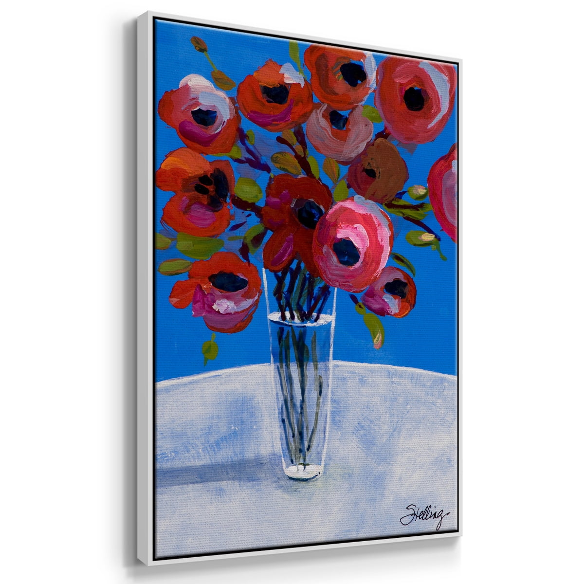 Poppies Framed Premium Gallery Wrapped Canvas - Ready to Hang - 25 x 37 - White Floating Frame