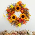 thumbnail image 5 of Holloyiver Fall Wreaths for Front Door, 19.7 Inch Large Artificial Sunflowers Orange Pumpkins and Maple Leaves, Front Door Wreath for Autumn Thanksgiving Harvest Decor Indoor Outdoor, 5 of 9