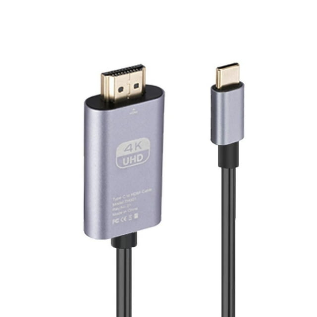 4K Ultra HD Type-C to HDMI Cable 2M Aluminum Alloy Shielded for Stable 3840x2160 Resolution Laptop Projector and Conference Screen Display