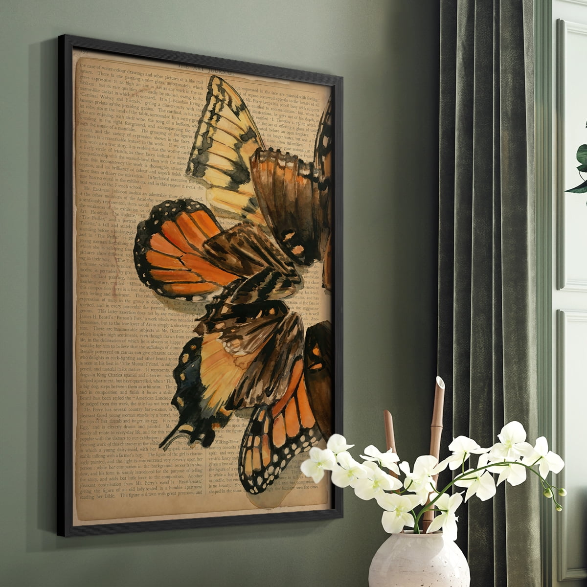 Winged Wreath II Framed Print - Solid Wood in Single Picture Frame Solid Wood 2 Framed Print