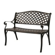 UBesGoo 40.5" Outddor Bench, Patio Garden Aluminum Bench, Rose Pattern, Outdoor Seat, Bronze