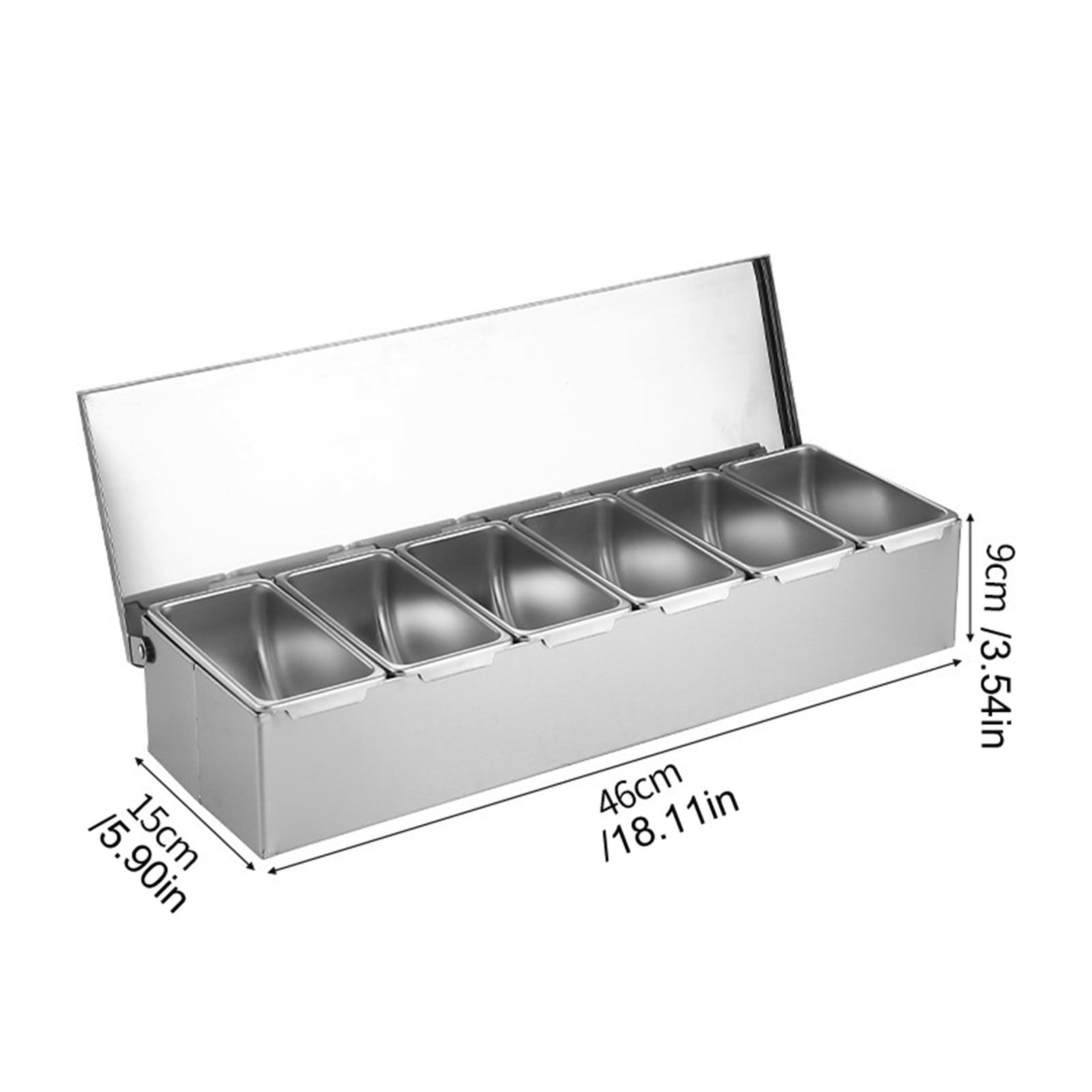 Clearance! 3/4/5/6 Compartment Trays Stainless Steel Detachable Topping Station Plastic Pizza Ingredients Condiment Dispenser Reusable Condiment Seasoning Container for Home or Restaurant