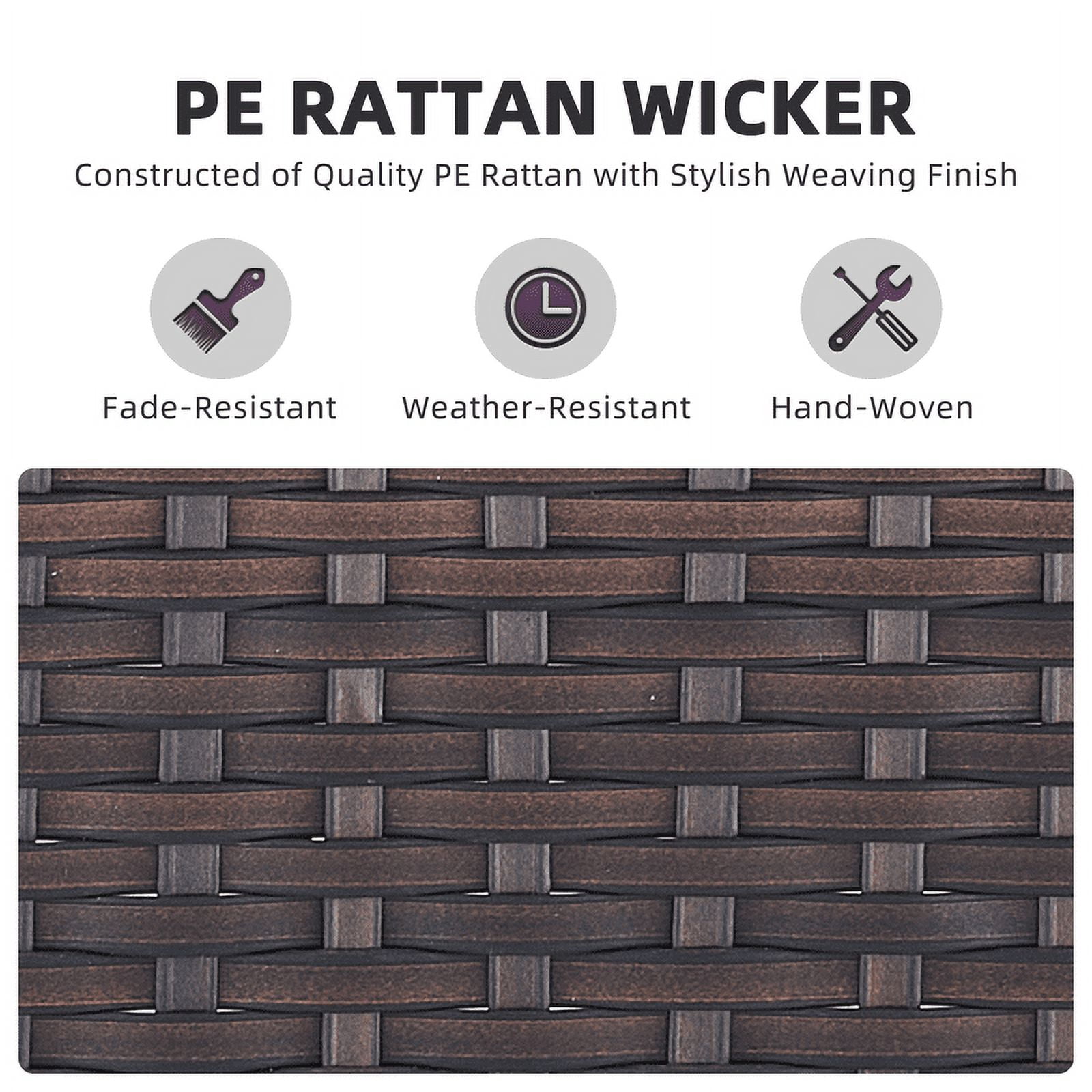 PARKWELL 2 Pack Brown Rattan Indoor-Outdoor Armchair w/Armrests,Padded Cushions Chairs for Patio, Deck, Garden, Yard - Beige