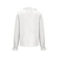 thumbnail image 5 of Annhoo Womens Tops Puff Long Sleeve Fall Casual Pleated High Neck Blouses Elegant Solid Going out T Shirts, 5 of 6