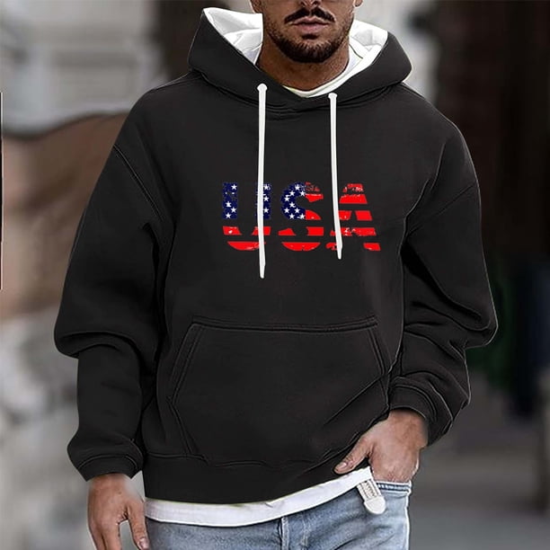 Sudadera con capucha para hombre, informal, a la moda, con estampado, con cordón, de manga larga, de poliéster