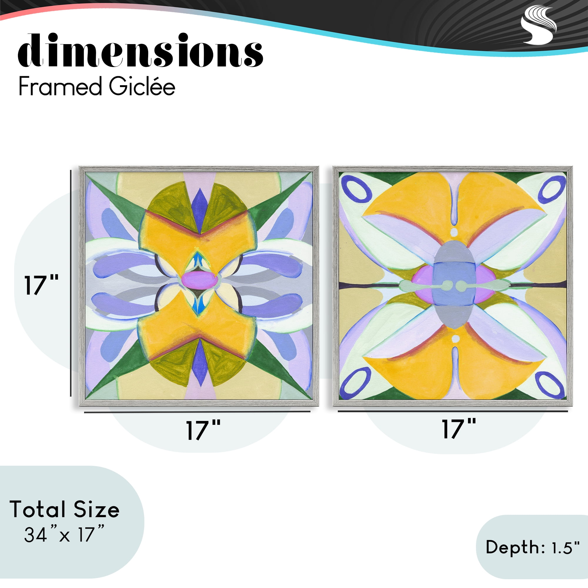 Stupell Industries Kaleidoscopic Revival Hues 2 Piece Gray Framed Giclee Art Set, design by Melissa Wang
